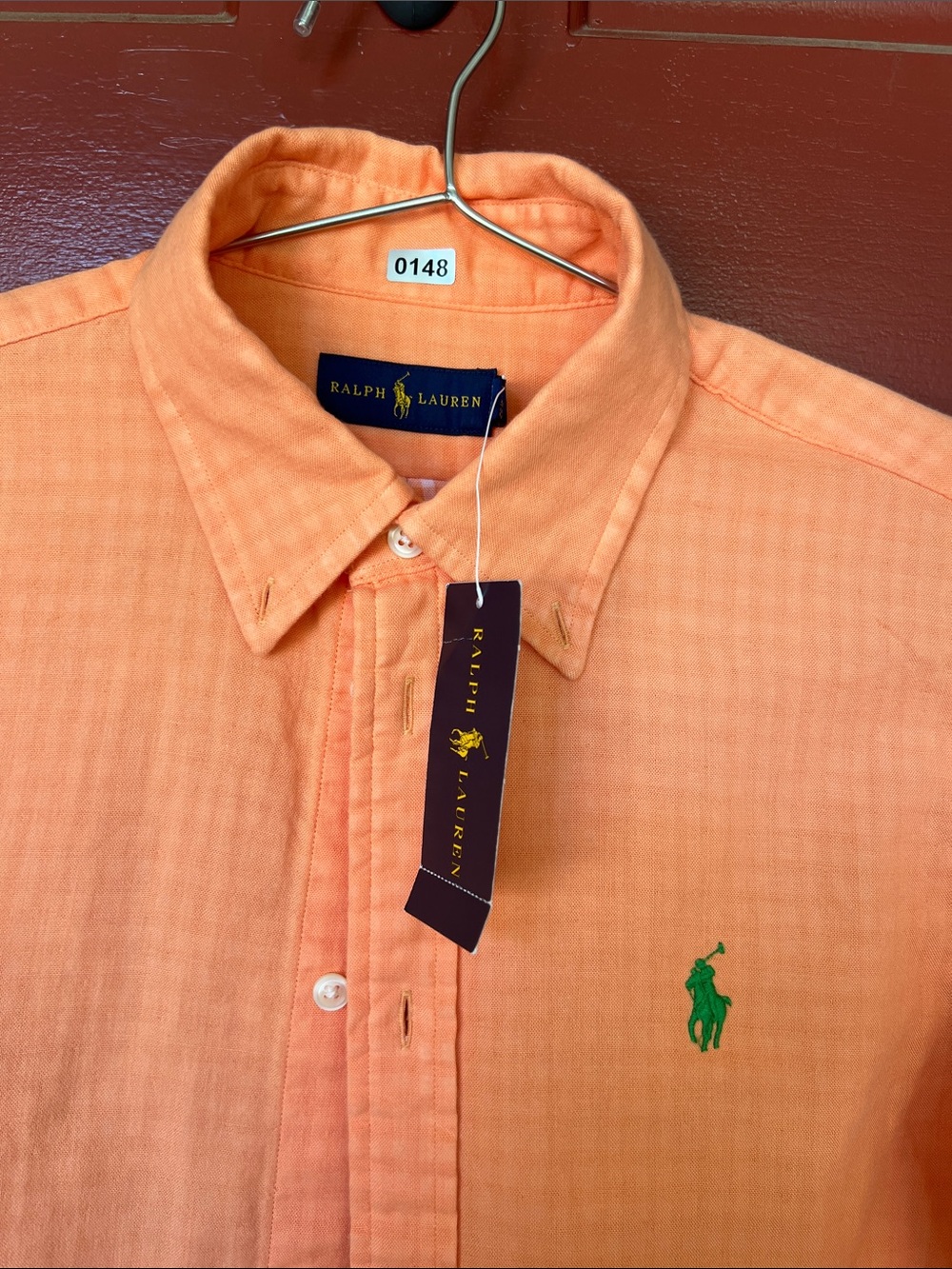 Polo by Ralph Lauren Peach Button-Down Shirt with Green Pony (NWT)
